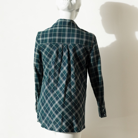 JOIE Plaid Tuxedo Button up Shirt, Caviar Blue, Green, Small - Picture 7 of 10